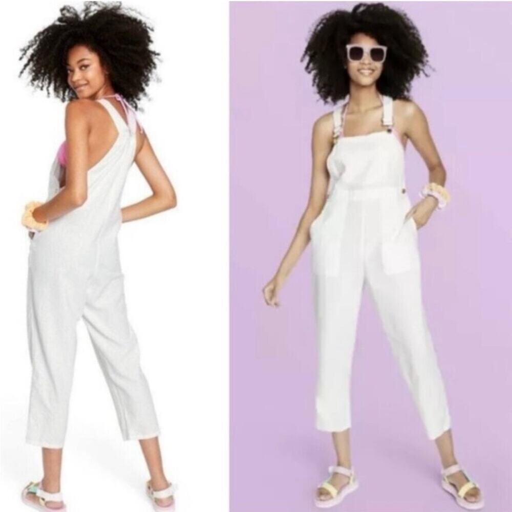 Stoney Clover Lane for Target white linen blend overalls size Medium NWT